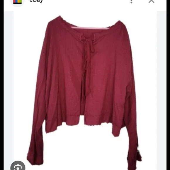 Free People Walking in Hueco tie back cropped top, raspberry, S - Picture 9 of 9
